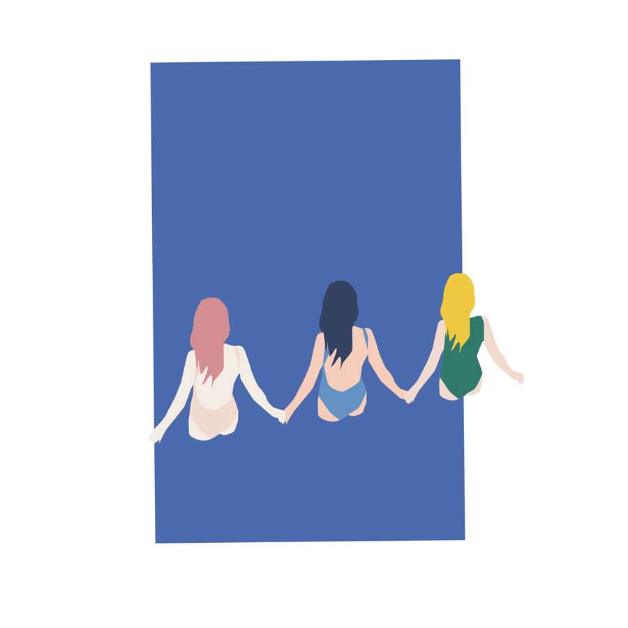 Paper Collective 30 57 Girls with oak natural frame Acoustic Framed Art Panel