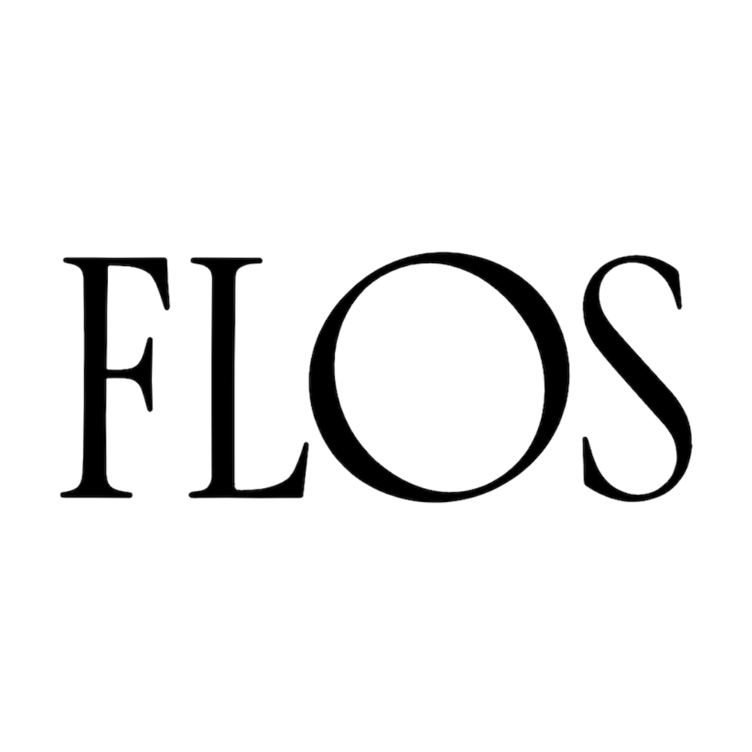 Black 'FLOS' logo on a white background
